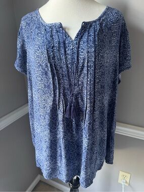 Sonoma Blue Printed Tassel-Front Tunic